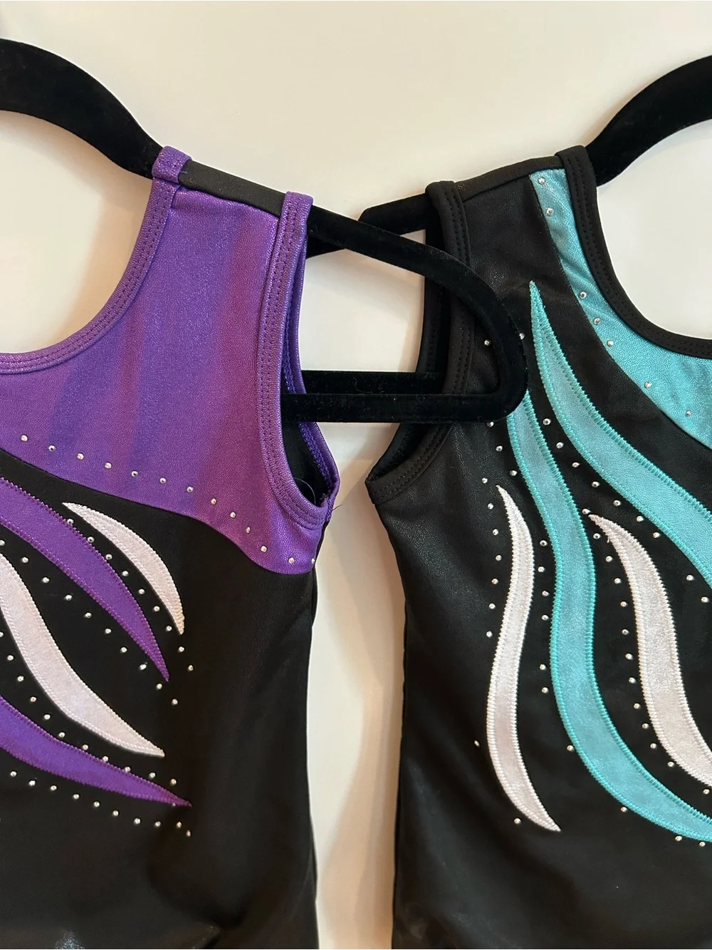 Set of 2 - Girls Purple & Aqua Gymnastics Leotards with Sequins- Size 10A